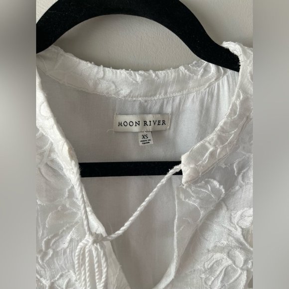 Moon River Bohemian White Lace Long Sleeve Dress Women’s Size XS - Picture 7 of 10